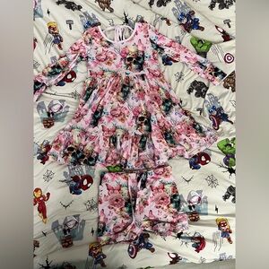 Bums & Roses Left Me On Dead Dress Short Set 2T VGUC